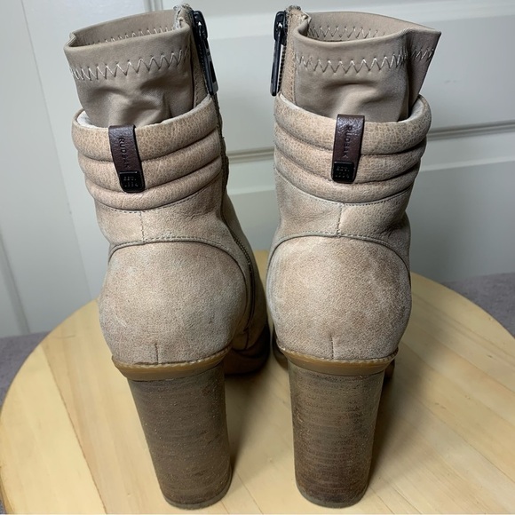 RUDSAK Ankle Heeled Booties Distressed Tan Leather Fleeced sz 38 Winter Boots - Picture 6 of 14